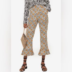 • Topshop • leopard ruffle ankle dress pants